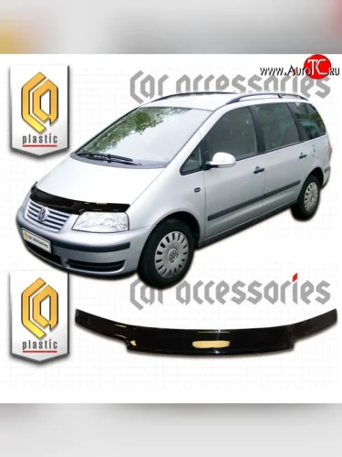 Дефлектор капота CA Plastic (Classic черный) Volkswagen Sharan 7M9 1-ый рестайлинг (2000-2004)