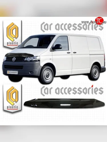 Дефлектор капота CA Plastic (Classic черный) Volkswagen Transporter T6 дорестайлинг (2015-2019)