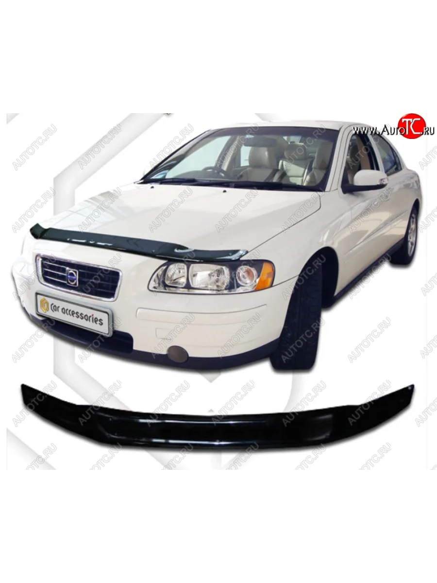 Дефлектор капота CA Plastic Volvo S60 RS,RH седан дорестайлинг (2000-2004) (Classic черный, Без надписи)  с доставкой в г. Керчь