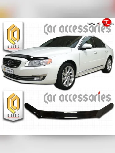 Дефлектор капота CA Plastic (Classic черный) Volvo S80 AS40,AS70, AS90 седан 2-ой рестайлинг (2013-2016)