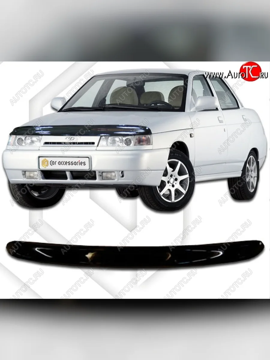 Дефлектор капота CA Plastic Лада ВАЗ 2110 седан (1995-2007) (Classic черный, Без надписи)  в Перми Пермском крае