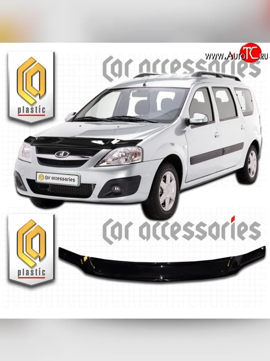 Дефлектор капота CA-Plastic Лада ВАЗ Ларгус дорестайлинг R90 (2012-2021) (Classic черный, Без надписи)  в Керчи Республика Крым