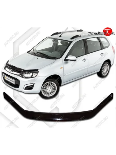 Дефлектор капота CA-Plastic (Classic черный) Лада ВАЗ Калина 2192 хэтчбек (2013-2018)