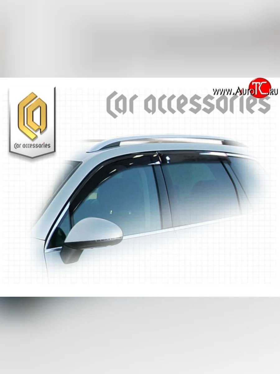 Комплект дефлекторов окон CA Plastic Volkswagen Touareg 2 NF рестайлинг (2014-2018) (Classic полупрозрачный, Без хром.молдинга)  в Перми Пермском крае