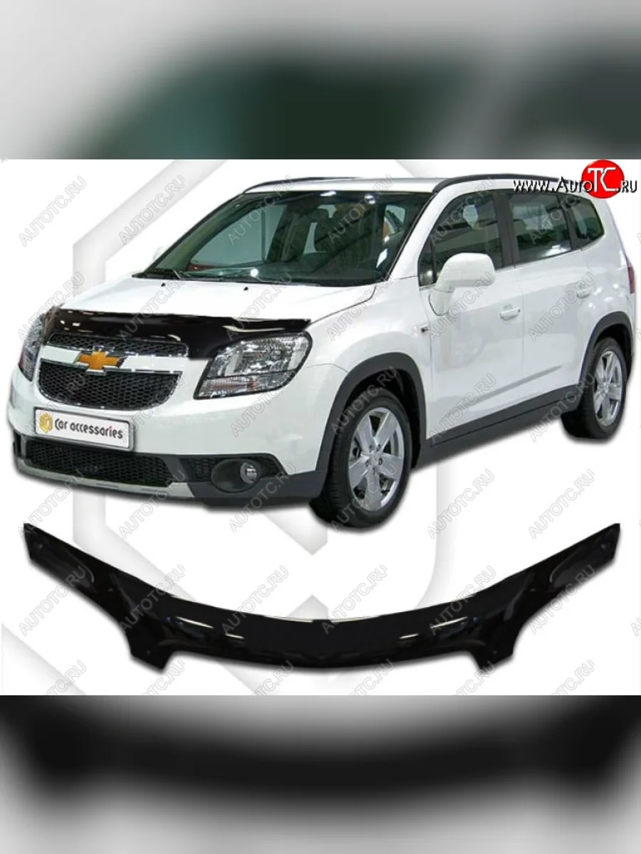 Дефлектор капота (exclusive) CA-Plastic Chevrolet Orlando (2011-2018) (серия Classic черный, Без надписи)  в Самаре Самарской области