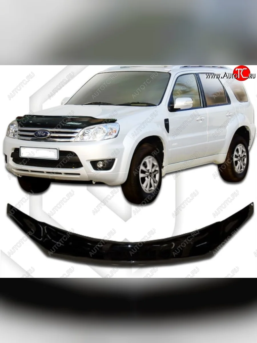 Дефлектор капота ( exclusive Europe) CA-Plastic Ford Escape 2 (2008-2012) (серия exclusive  Classic черный, Без надписи)  в Керчи Республика Крым