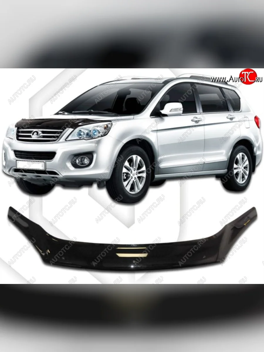 Дефлектор капота CA-Plastic exclusive Great Wall Hover H6 (2012-2016) (Classic черный, Без надписи)  в Перми Пермском крае