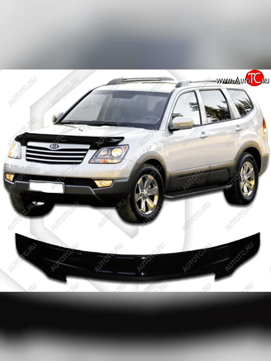 Дефлектор капота CA-Plastic KIA Mohave HM рестайлинг (2017-2020) (Classic черный, Без надписи)  в Керчи Республика Крым