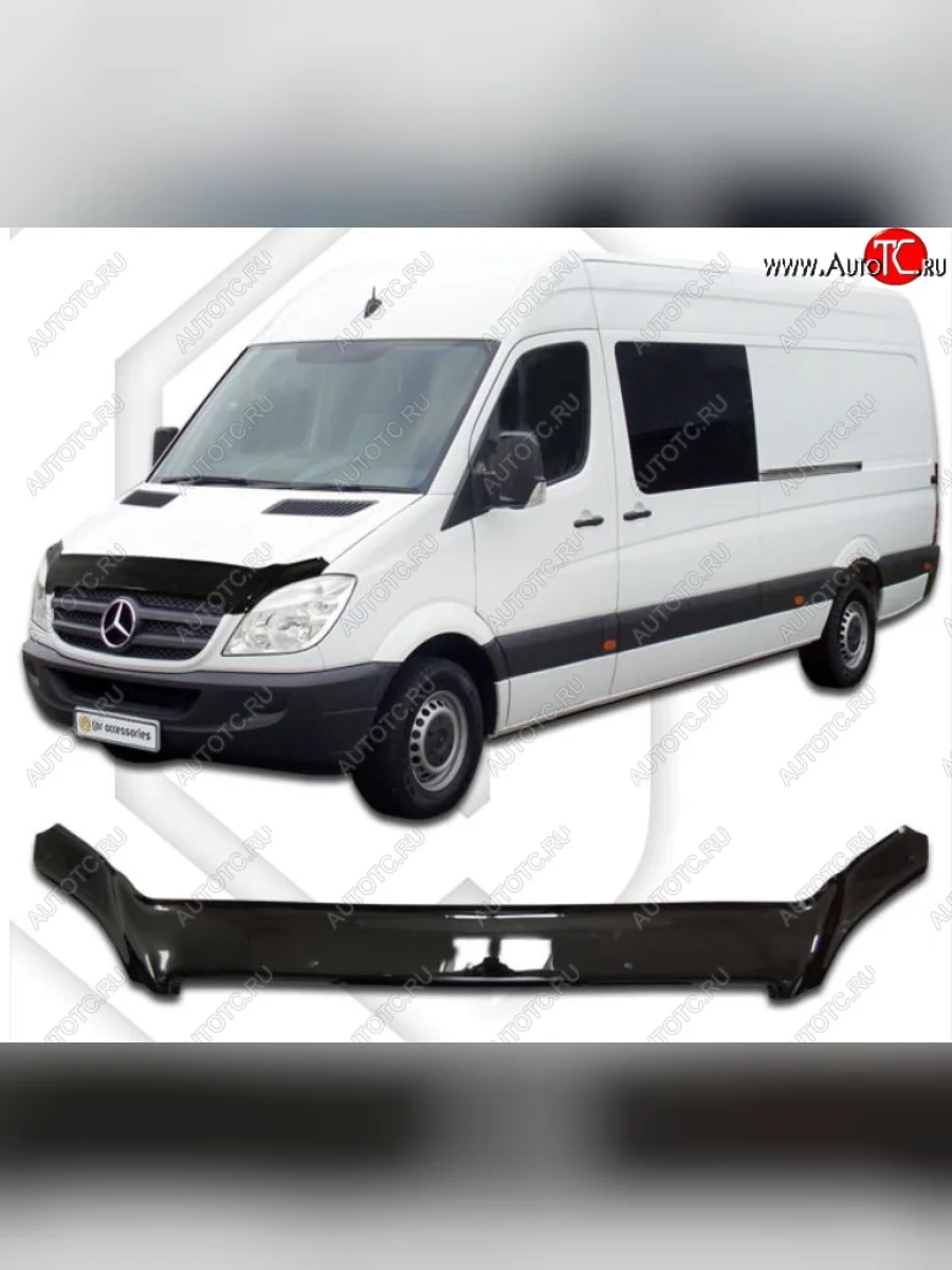 Дефлектор капота CA-Plastic Mercedes-Benz Sprinter W906 (2006-2013) (Classic черный, Без надписи)  в Керчи Республика Крым