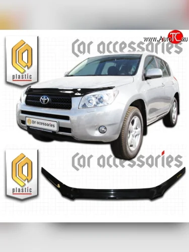 Дефлектор капота CA Plastic exclusive (Classic черный) Toyota RAV4 XA305 5 дв. дорестайлинг (2005-2009)