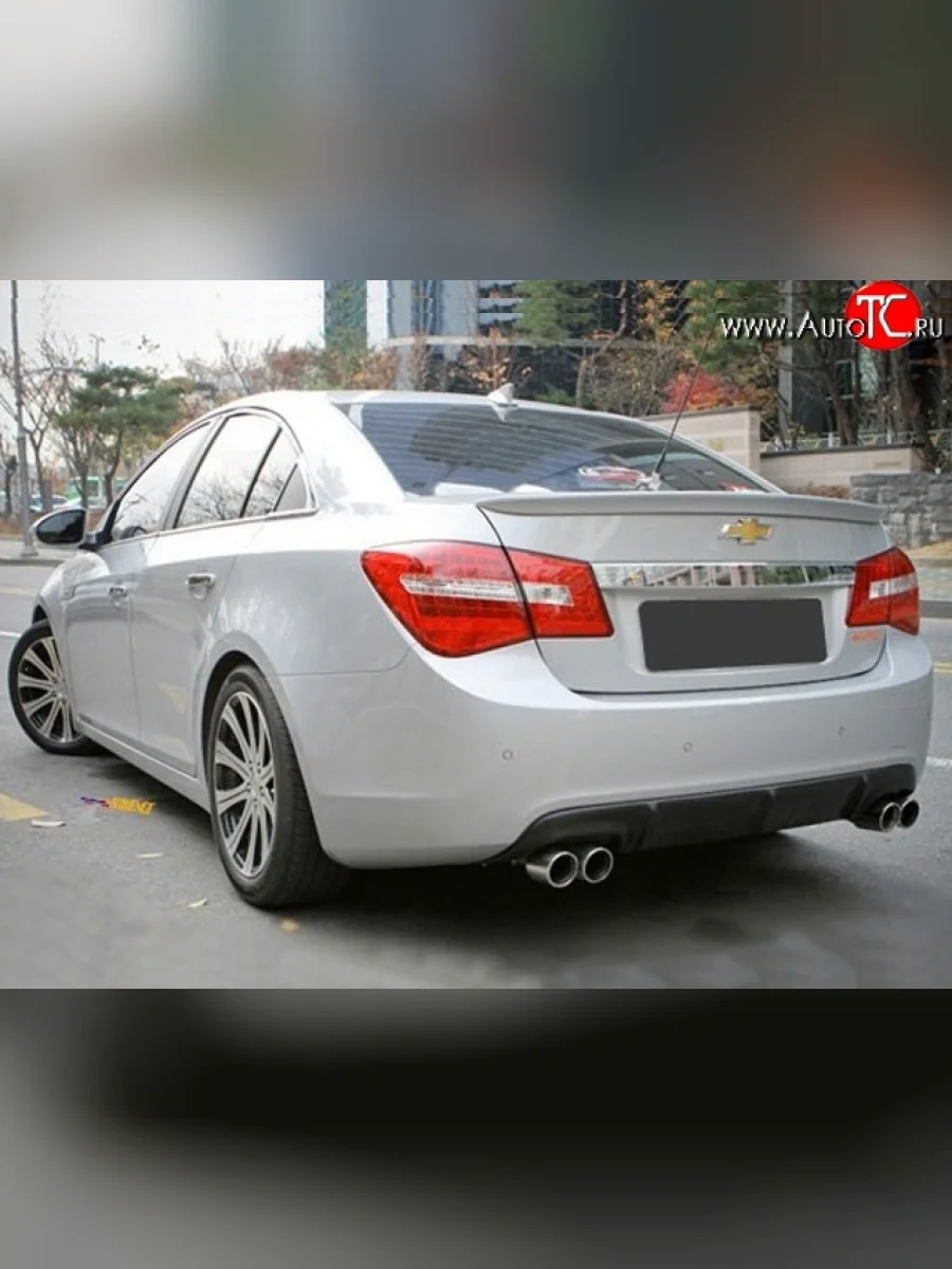 Диффузор заднего бампера с двумя выхлопами Секвентум v1 Chevrolet Cruze J300 седан дорестайлинг (2009-2012) (Неокрашенная)  с доставкой в г. Керчь
