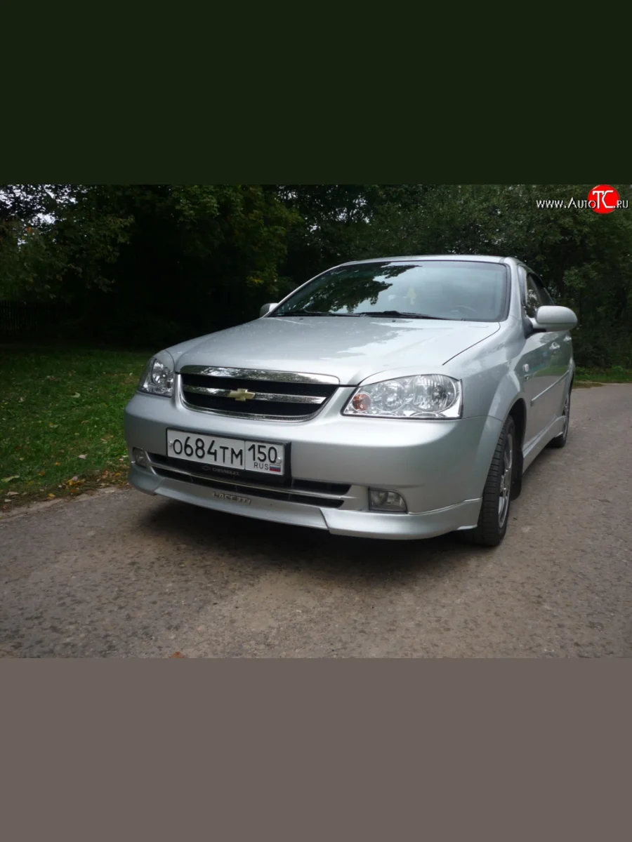 Накладка CTS на передний бампер автомобиля Chevrolet Lacetti седан (2002-2013) (Неокрашенная)  в Самаре Самарской области