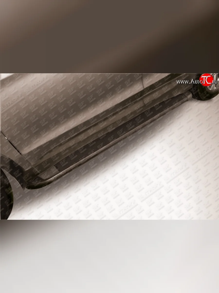 Алюминиевые пороги Slitkoff Optima Black  Hyundai Santa Fe (2012-2016) DM  с доставкой в г. Керчь