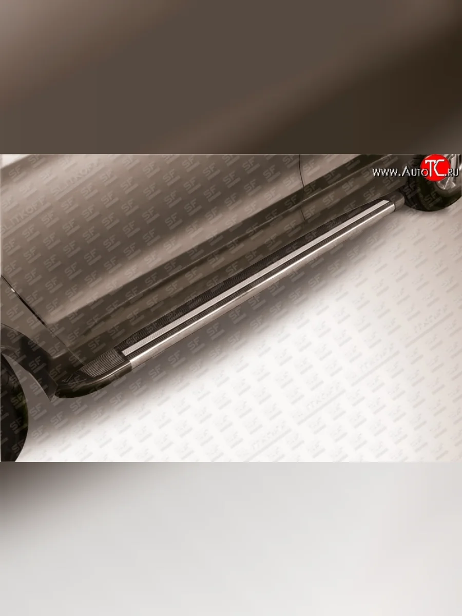 Алюминиевые пороги Slitkoff Luxe Black Hyundai Santa Fe DM дорестайлинг (2012-2016)  в Самаре Самарской области