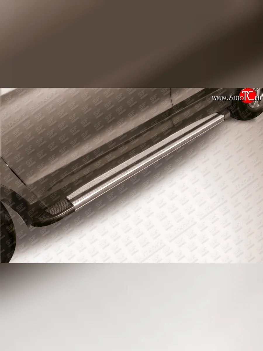 Алюминиевые пороги Slitkoff Luxe Silver  Hyundai Santa Fe (2012-2016) DM  с доставкой в г. Керчь