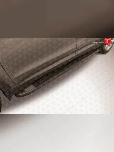 Алюминиевые пороги Slitkoff Optima Black Hyundai Grand Santa Fe  1 DM (2013-2016) дорестайлинг