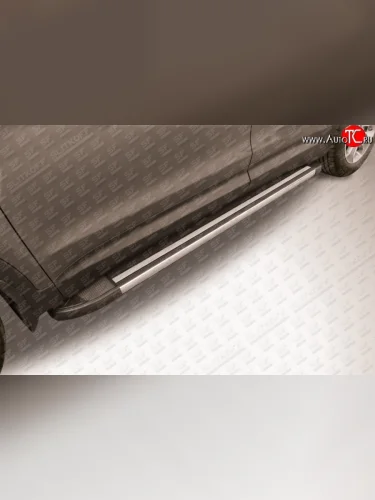 Алюминиевые пороги Slitkoff Luxe Black Hyundai Grand Santa Fe  1 DM (2013-2016) дорестайлинг