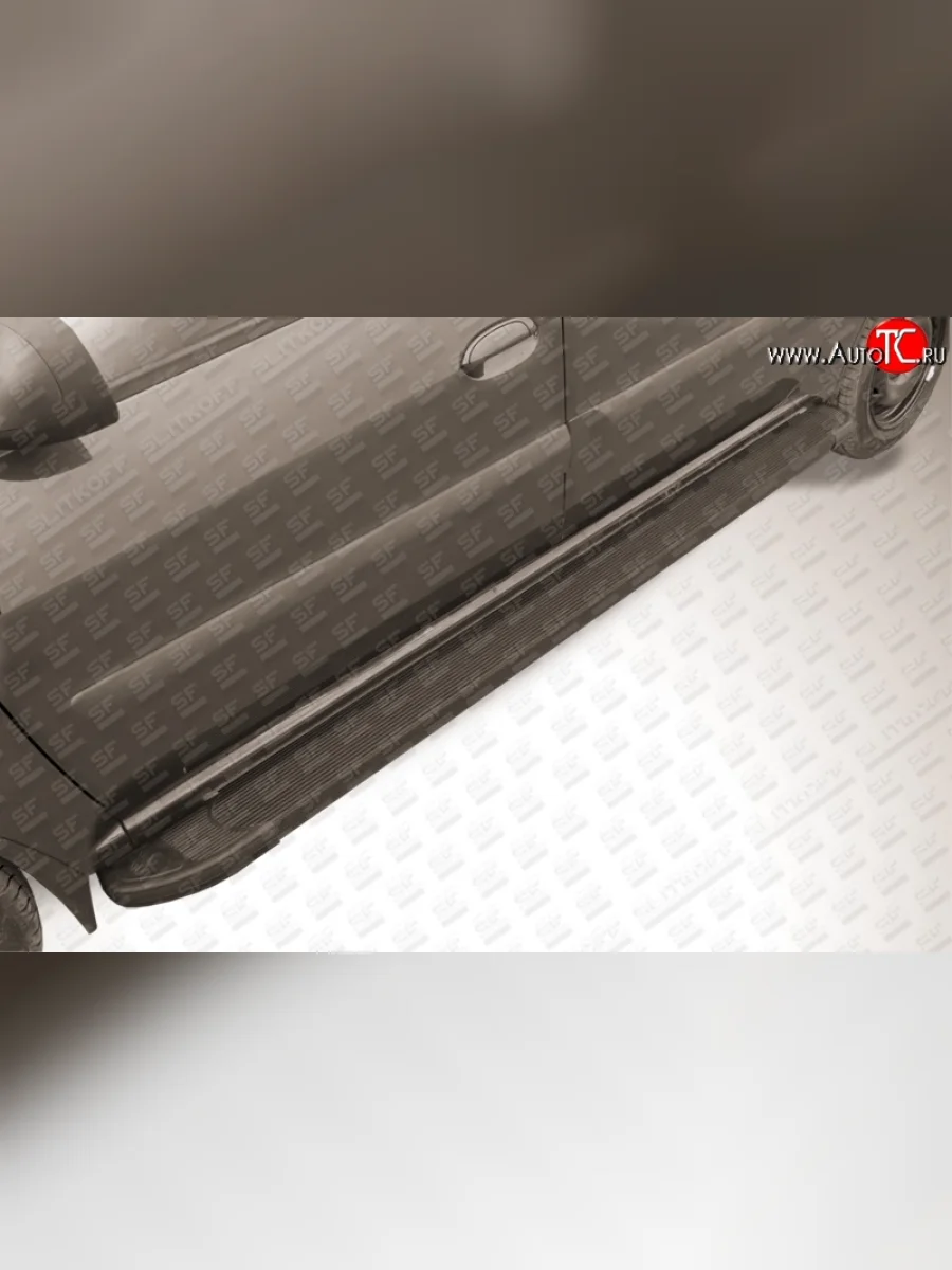 Алюминиевые пороги Slitkoff Optima Black Лада ВАЗ Ларгус дорестайлинг R90 (2012-2021)  в Керчи Республика Крым