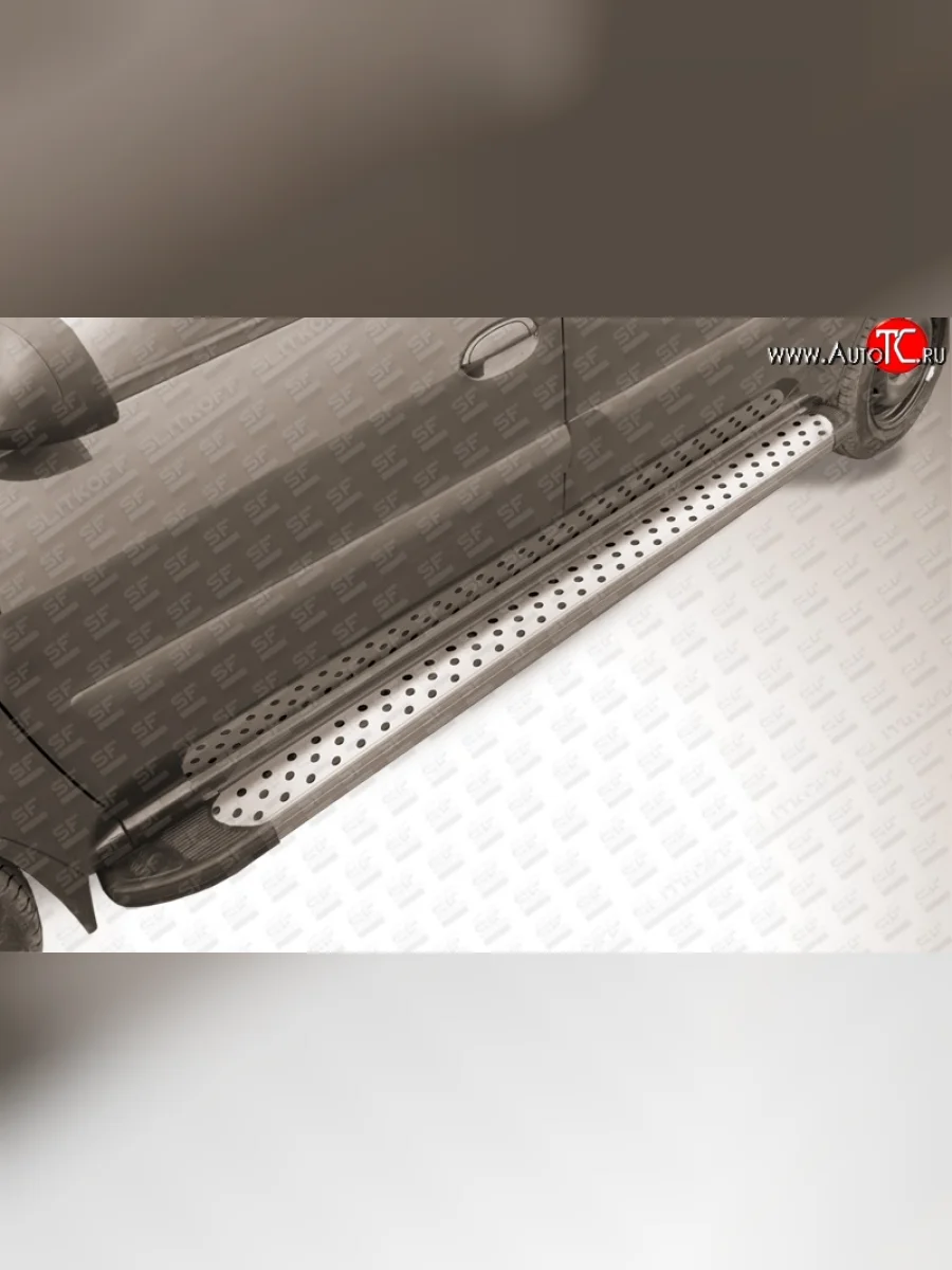 Алюминиевые пороги Slitkoff Standart Silver Лада ВАЗ Ларгус рестайлинг R90 (2021-2025)  в Керчи Республика Крым