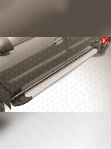 Алюминиевые пороги Slitkoff Optima Silver Лада ВАЗ Ларгус (2012-2025) дорестайлинг R90, рестайлинг R90