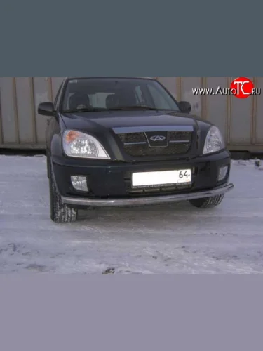 Одинарная защита переднего бампера диаметром 57 мм Slitkoff (Нержавейка) Chery Tiggo T11 дорестайлинг (2005-2013)