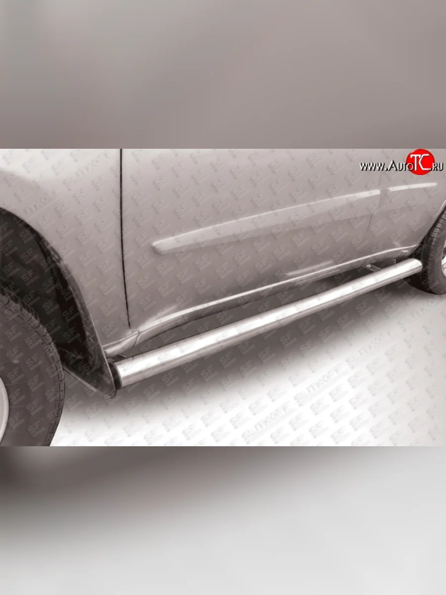 Защита порогов из круглой трубы диаметром 76 мм Slitkoff Chery Tiggo T11 рестайлинг (2013-2016) (Нержавейка, Полированная)  с доставкой в г. Керчь