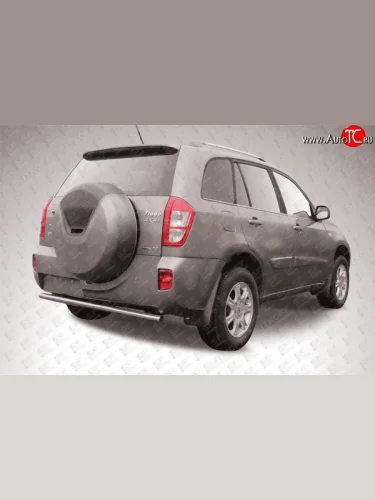 Защита заднего бампера из короткой трубы диаметром 57 мм Slitkoff (Нержавейка) Chery Tiggo T11 (2013-2016) рестайлинг