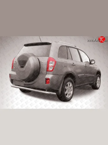 Защита заднего бампера из длинной трубы диаметром 57 мм Slitkoff (Нержавейка) Chery Tiggo T11 (2013-2016) рестайлинг