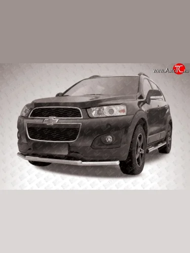 Защита переднего бампера Slitkoff (двойная, d57/42) (Нержавейка) Chevrolet Captiva (2013-2016) 2-ой рестайлинг