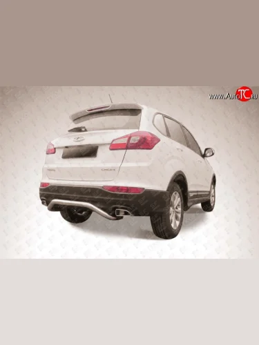 Фигурная защита заднего бампера диаметром 57 мм Slitkoff (Нержавейка) Chery Tiggo 5  (T21) (2014-2017) дорестайлинг