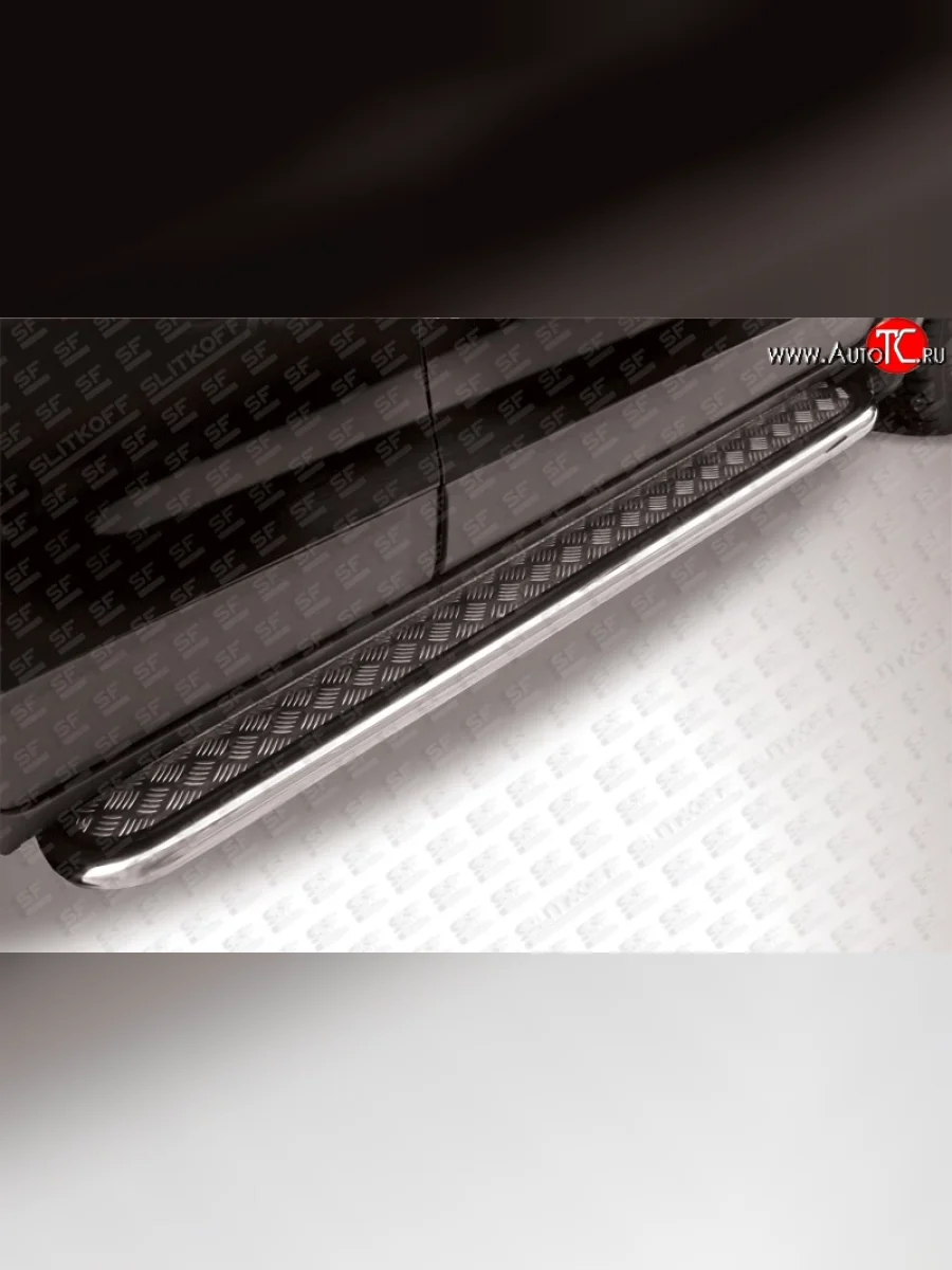 Широкая защита порогов Slitkoff (d57 с листом, усиленная) Chevrolet Captiva 2-ой рестайлинг (2013-2016)  в Самаре Самарской области