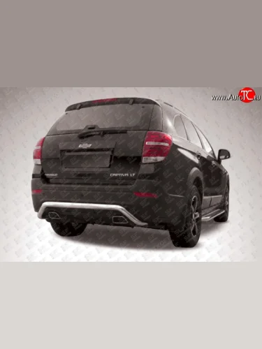 Фигурная защита заднего бампера диаметром 57 мм Slitkoff (Нержавейка) Chevrolet Captiva (2013-2016) 2-ой рестайлинг