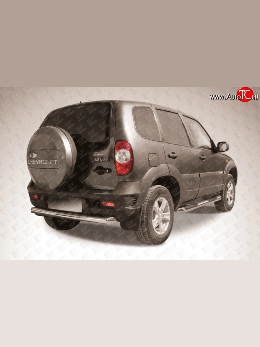 Одинарная защита заднего бампера из трубы диаметром 76 мм Slitkoff Chevrolet Niva 2123 рестайлинг (2009-2020) (Цвет: нержавеющая полированная сталь)  с доставкой в г. Керчь