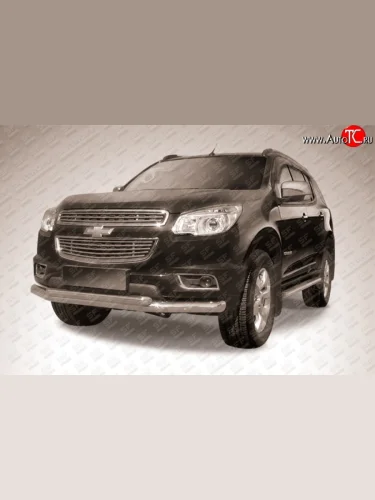 Двойная защита переднего бампера из труб диаметром 76 и 57 мм Slitkoff (Нержавейка) Chevrolet Trailblazer  GM800 (2012-2016) дорестайлинг