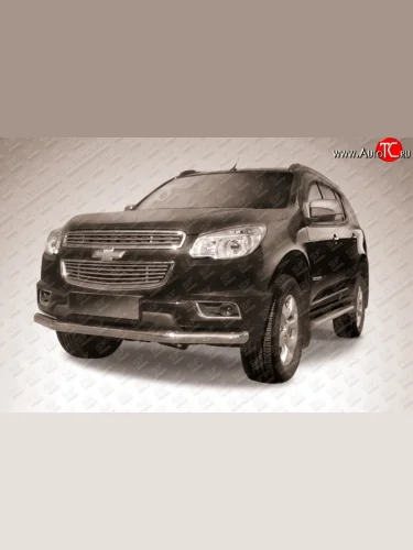 Одинарная защита переднего бампера диаметром 76 мм Slitkoff (Нержавейка) Chevrolet Trailblazer  GM800 (2012-2016) дорестайлинг