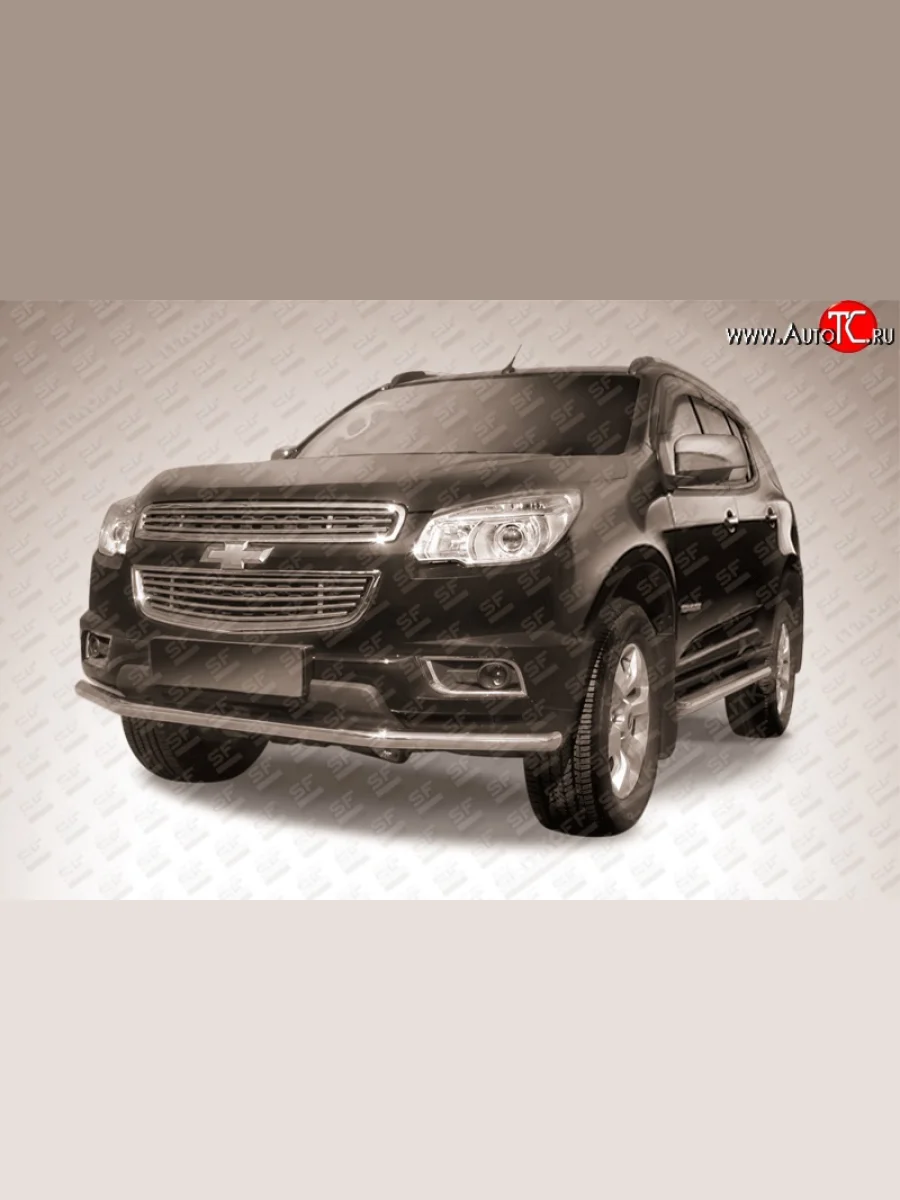 Одинарная защита переднего бампера из трубы диаметром 57 мм Slitkoff  Chevrolet Trailblazer (2012-2016) GM800 (Нержавейка, Полированная)  в Самаре Самарской области