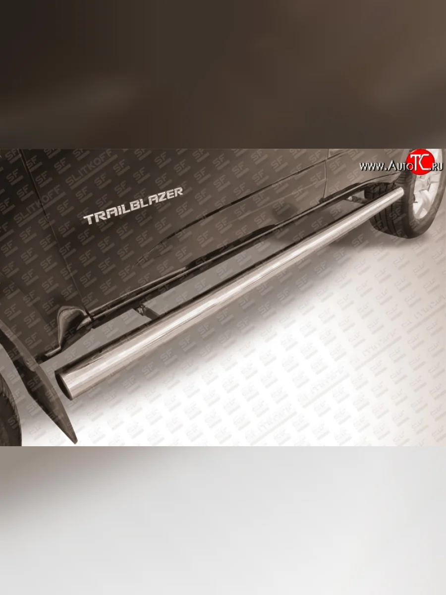 Защита порогов из круглой трубы диаметром 76 мм Slitkoff Chevrolet Trailblazer GM800 дорестайлинг (2012-2016) (Нержавейка, Полированная)  с доставкой в г. Керчь