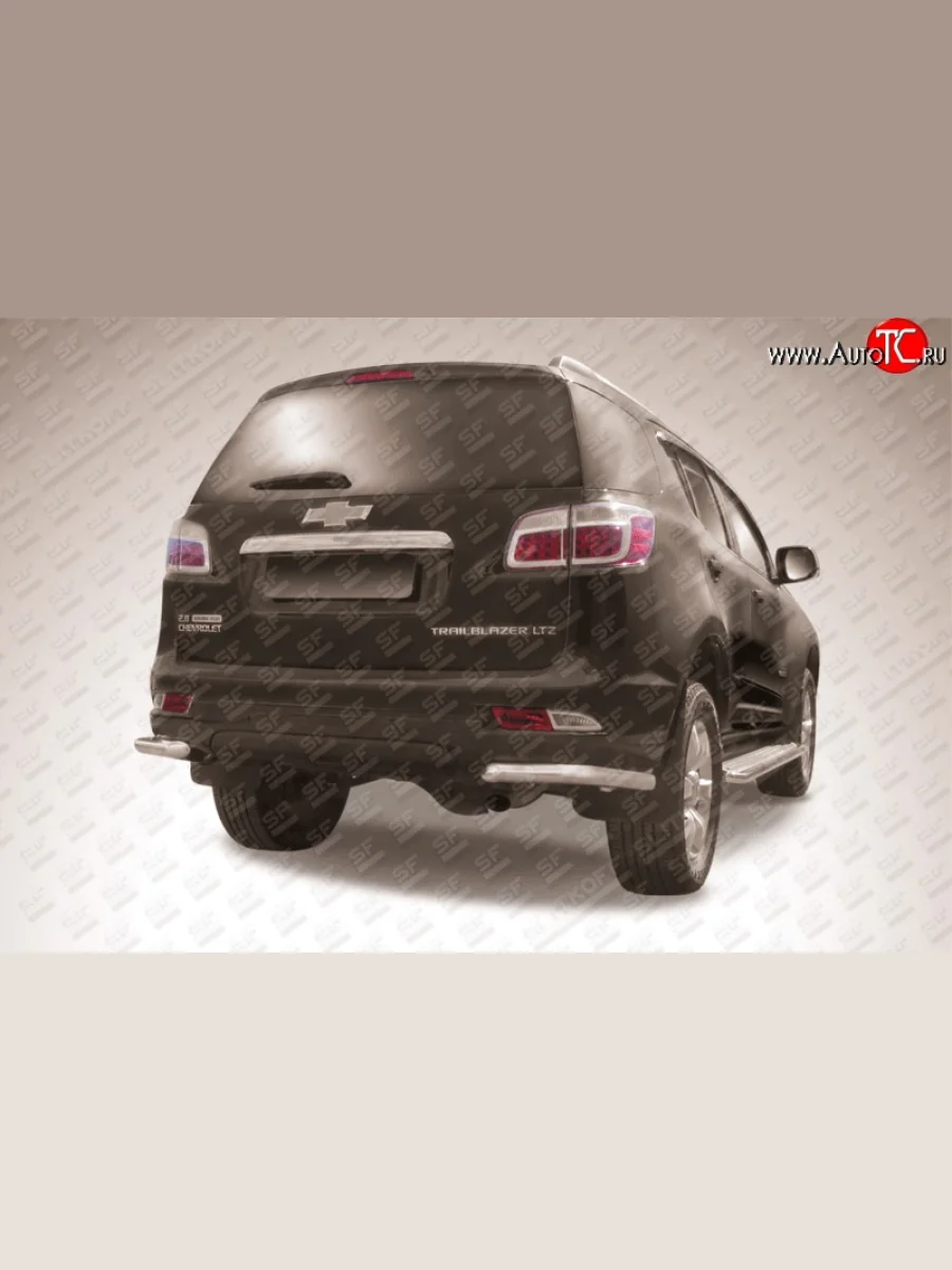 Защита заднего бампера из двух боковых уголков диаметром 57 мм Slitkoff  Chevrolet Trailblazer (2012-2016) GM800 (Нержавейка, Полированная)  в Самаре Самарской области