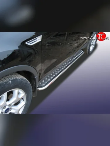 Широкая защита порогов Slitkoff (Нержавейка) Ford Kuga  1 (2008-2013)