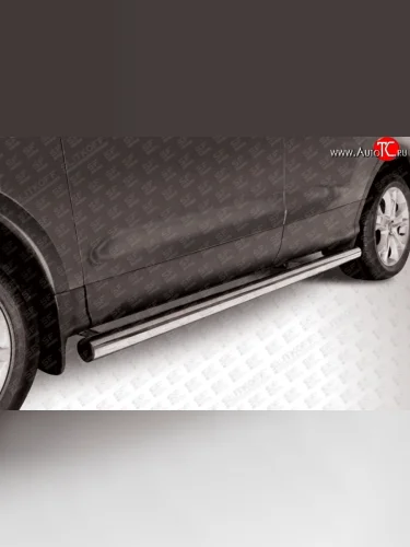 Защита порогов из круглой трубы диаметром 76 мм Slitkoff (Нержавейка) Ford Kuga 2 дорестайлинг (2013-2016)