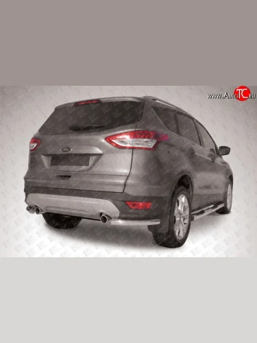 Защита заднего бампера из двух боковых уголков диаметром 57 мм Slitkoff (Нержавейка) Ford Kuga  2 (2013-2016) дорестайлинг