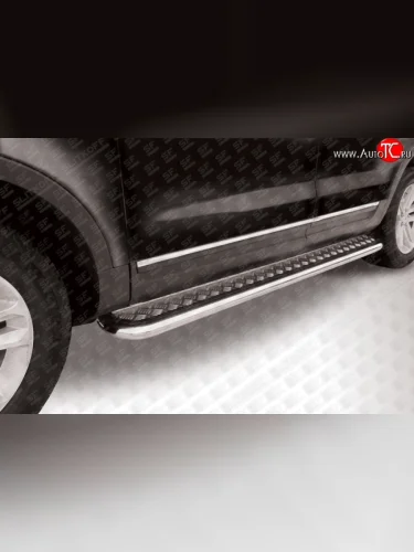 Широкая защита порогов Slitkoff (d57, с листом) Ford Explorer  U502 (2010-2016) дорестайлинг
