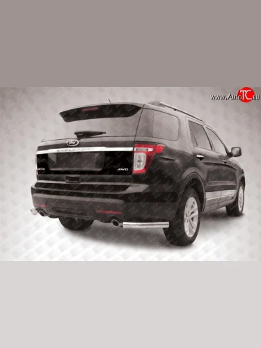 Защита заднего бампера из двух боковых уголков диаметром 76 мм Slitkoff (Нержавейка) Ford Explorer  U502 (2010-2016) дорестайлинг