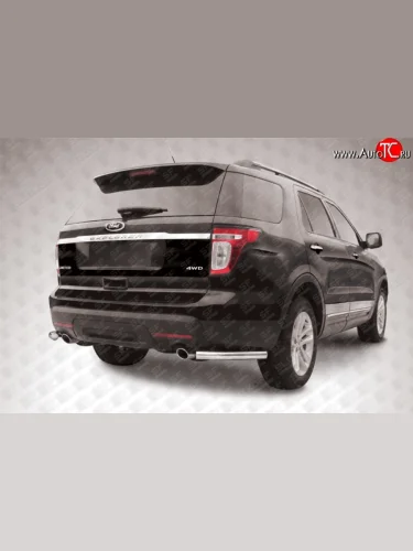 Защита заднего бампера из двух боковых уголков диаметром 57 мм Slitkoff (Нержавейка) Ford Explorer  U502 (2010-2016) дорестайлинг