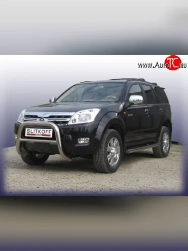 Усиленная защита переднего бампера с одной перемычкой из трубы диаметром 76 мм Slitkoff (Нержавейка) Great Wall Hover (2010-2014)  1-ый рестайлинг
