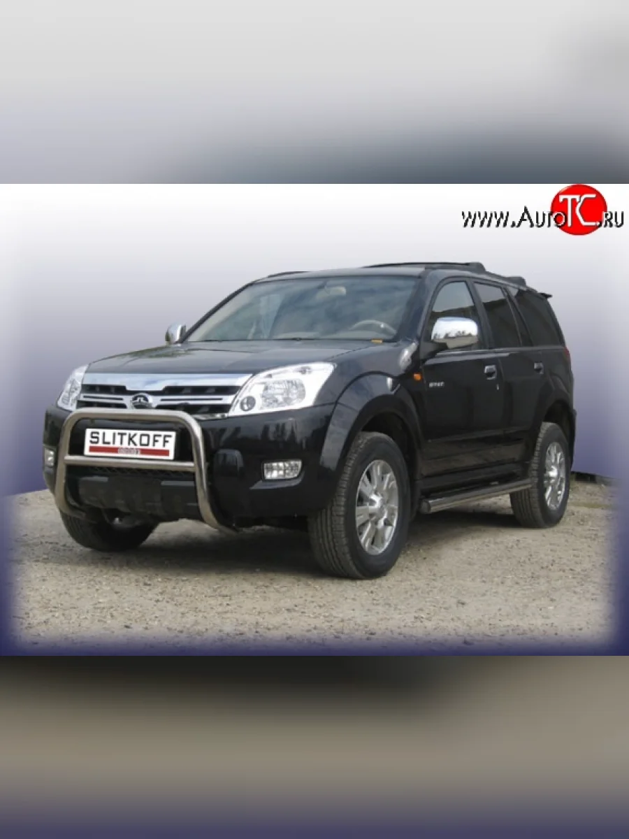 Усиленная защита переднего бампера с одной перемычкой из трубы диаметром 57 мм Slitkoff  Great Wall Hover (2010-2014) (Нержавейка, Полированная)  с доставкой в г. Керчь