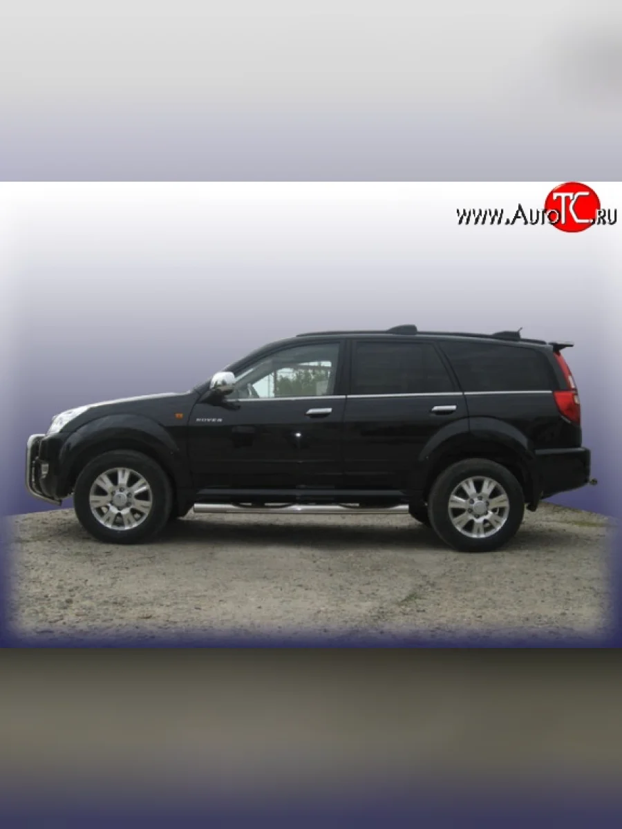 Защита порогов из трубы d76 мм с пластиковыми вставками для ног Slitkoff Great Wall Hover  1-ый рестайлинг (2010-2014) (Нержавейка, Полированная)  с доставкой в г. Керчь