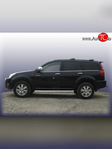 Защита порогов из круглой трубы диаметром 76 мм Slitkoff (Нержавейка) Great Wall Hover  1-ый рестайлинг (2010-2014)