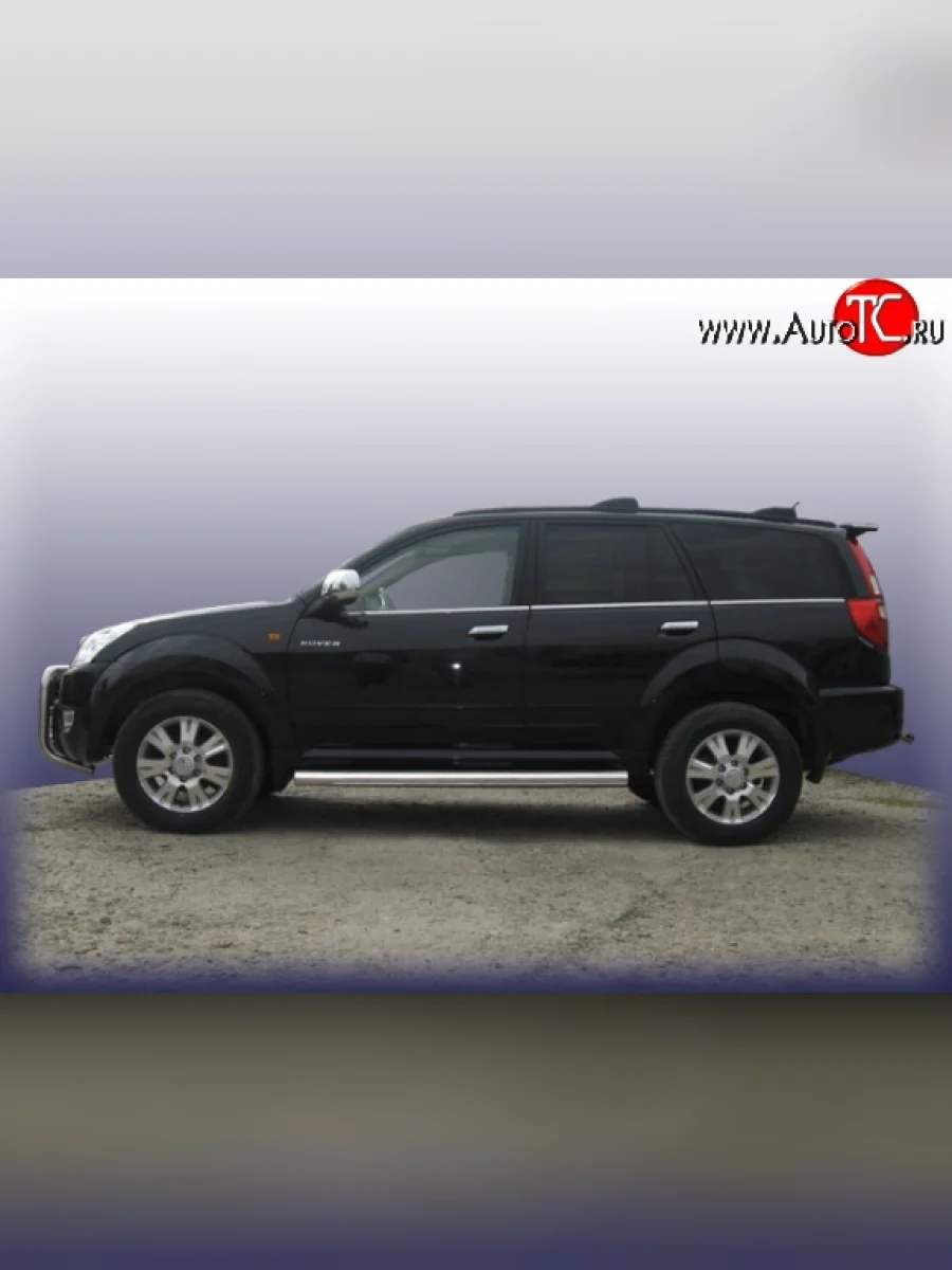 Защита порогов из круглой трубы диаметром 76 мм Slitkoff Great Wall Hover  1-ый рестайлинг (2010-2014) (Нержавейка, Полированная)  с доставкой в г. Керчь