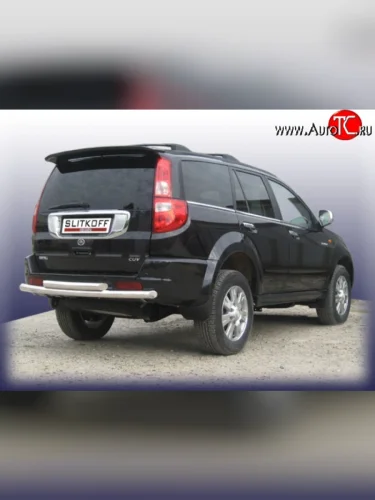 Двойная защита заднего бампера из труб диаметрами по 57 мм Slitkoff (Нержавейка) Great Wall Hover (2010-2014)  1-ый рестайлинг